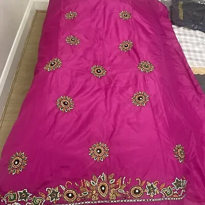 Indian Pakistani Embroidered Suit Silk Material With Dupatta • £15