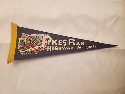 Vintage Souvenir Felt Pennant Pikes Peak Highway Alt. 14110 Ft. Colorado 17'' • $19.99