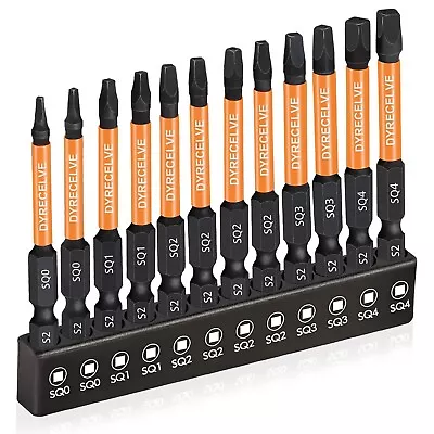 12-Pack Square Drive Bits- Premium S2 Alloy Steel Square Bit Set Magnetic Heads • $9.89