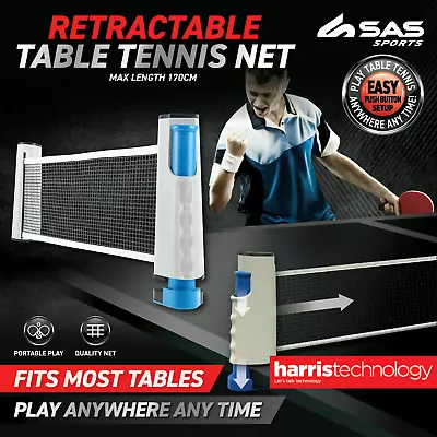 Table Tennis Net Retractable Portable Compact Easy Set Up Premium Quality 170cm • $20.69