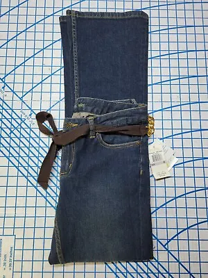 Michael Kors Low Rise Boot Cut Jeans Women's Size 6 NEW INIDGO BLUE Belted  • $29.99