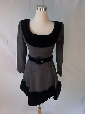 Vintage Givenchy Couture Black Dress Size 36 Velvet Trim Made In France Rare! • $210