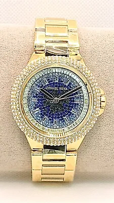 NEW Michael Kors Camille Ombre Gold Pave Glitz Blue Dial Ladies Watch MK7341  • $169