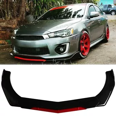 For Mitsubishi Lancer EVO Front Bumper Lip Spoiler Splitter Body Kit Gloss Black • $85.11