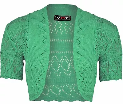 Girls Bolero Shrug Cardigan Crochet Knitted Short Sleeve Kids Size 2-13 Years • £6.99