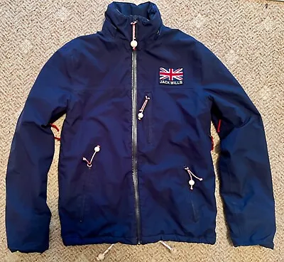 Jack Wills Men’s Navy Blue Padded Waterproof Union Jack Toggle Coat Jacket Small • £24