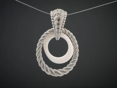 $49 • Buy Estate Sterling Silver Judith Ripka White Onyx & CZ Oval Pendant 7.4g I11404