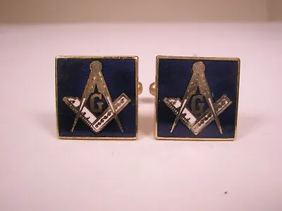 Blue Enamel Masonic Vintage Cuff Links  Scottish Rite Shriners Lodge Grand • $35.49