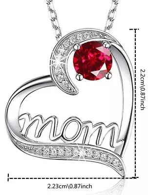 Silver Chain Necklace Mom Letter Heart Pendant Women's Jewellery Gift For Mom • £2.99