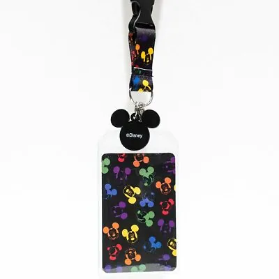 Disney Loungefly Mickey Mouse Lanyard Keychain ID Holder For Pins Rainbow New • $9.49