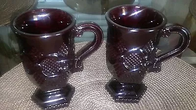 Avon Cape Cod Ruby Red Set Of Two Pedestal Vintage Mugs • $12.99