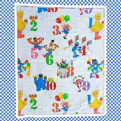 VTG 80s Sesame Street Numbers & Characters Full Flat Sheet Fabric By J.P. Steven • $24