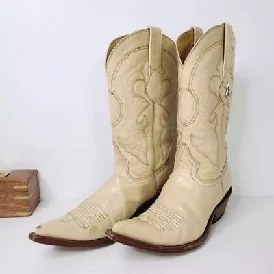 Los Altos Mens Boots 8 Western Wear Handmade Cream Beige Cowboy • $75