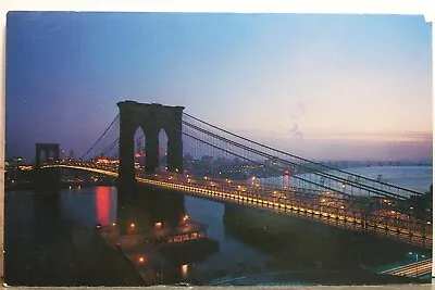 New York NY Brooklyn Bridge Skyline Postcard Old Vintage Card View Standard Post • $0.50