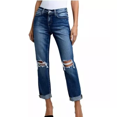 L'Agence Olga High-Rise Cuffed Cigarette Jeans Amarillo Blue Women's 27 • $40