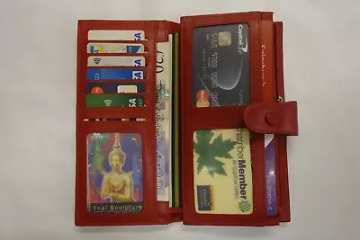 Ladies Leather Purse Wallet Organiser Large With Photo Top Brand RFID PROOF Red  • £34.99