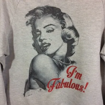 Marilyn Monroe Sweatshirt Womens L Vintage 80s Red Carpet Noir Gray I'm Fabulous • $20.88