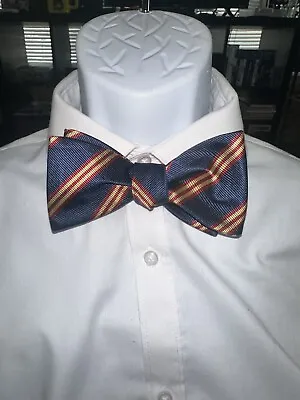 Ellis Tie Company Self Tie Bow Tie Navy Red Polyester • $3.99