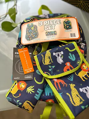 Staples Connect Kid's 3 Pc Backpack - Lunch Bag- Pencil Case -Animals NEW • $17.98