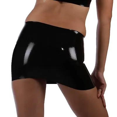 Brand New Extra Short Latex Rubber Gummi Black Miniskirt (one Size)  • $12.99