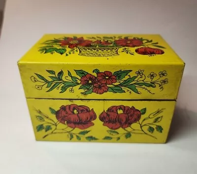 Vintage Yellow Syndicate Mfg Tin Recipe  Box Grey Gardens Big Edie • $15