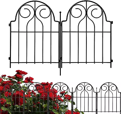 Samamixx Decorative Garden Fence 10 Panels No Dig Metal Fencing 10.83Ft(L) × 22 • $52.61