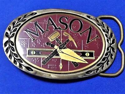 MASONIC FREEMASON SOLID BRASS BELT BUCKLE By HERITAGE BUCKLES • $5.46