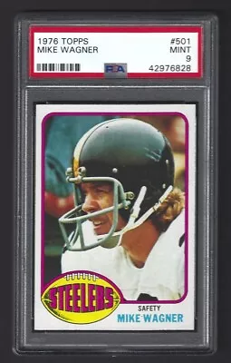 1976 Topps #501 Mike Wagner Psa 9 Mint Pittsburgh Steelers Set Break • $50