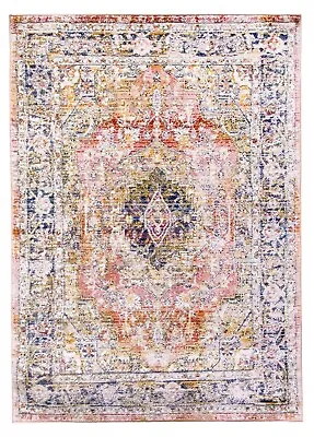 £149.99 • Buy  Pink Vintage Traditional Rug Distressed Faded Bohemian Classic Medallion Mat 