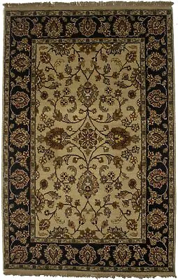 Beige Floral Classic Agra Jaipur 4X6 Handmade Oriental Rug Foyer Decor Carpet • $336