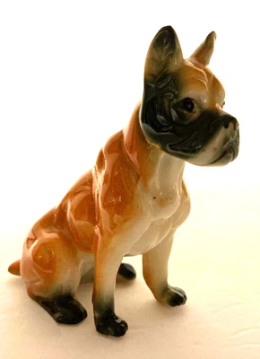 £7.77 • Buy Vintage Ceramic Brown Boxer - 3 In Tall Figurine - Sitting - Black Muzzle