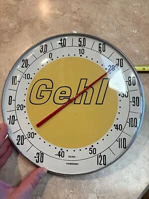 Vintage Gehl Farm Equipment Sign Thermometer  Works • $129