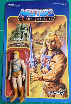 MOTU HE-MAN ReAction Super 7 3.75  Masters Of The Universe As Pictured RARE • $35