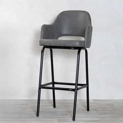 Grey Bar Stool Faux Suede Breakfast Bar Stool Counter Stool Faux Leather Stool • £120