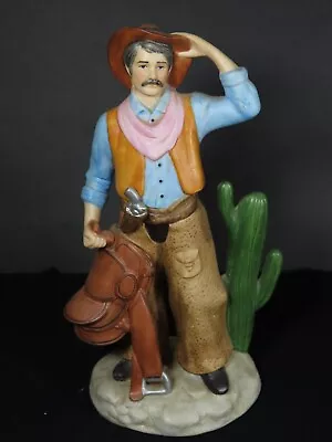 Vintage Porcelain HOMCO 1419 Cowboy Figurine Thailand 8.5 H Saddle Cactus B9877 • $7.96