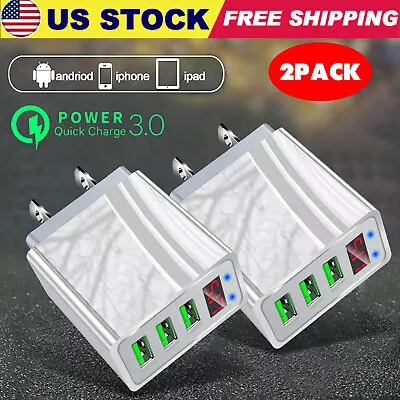 [2-Pack] 3 Port USB Home Wall Fast Charger For Cell Phone IPhone Samsung Android • $8.45