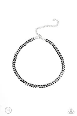 $5 • Buy Paparazzi Grecian Grace - Black Beads- V Shaped Choker Necklace And Earrings