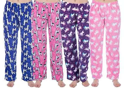 Fleece Lounge Pants Pyjama Bottoms Girls Soft Warm Pjs Unicorn Llama • £4.99