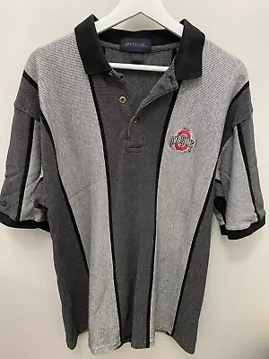 Vintage Antigua Ohio State Buckeyes Polo Shirt Size Large Grey Red Embrodiered  • $20