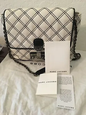 Marc Jacobs Baroque Single Large Two-Tone Bag; White/Black • $795