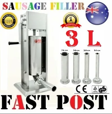 $156 • Buy 3L Sausage Filler Stuffer Stainless Steel Two Speed Adjustment Salami Maker