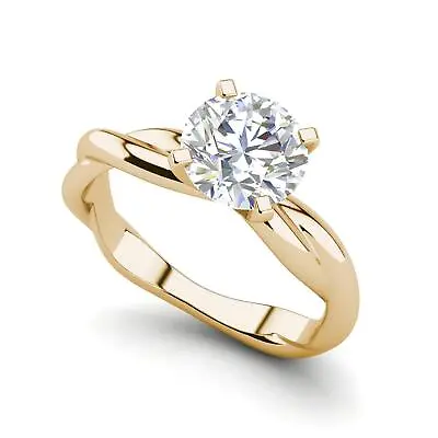 Twist Solitaire 0.5 Carat VS2/H Round Cut Diamond Engagement Ring Treated • $910.70