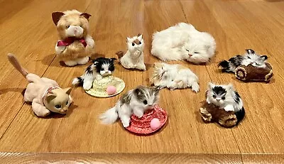 Lot Of  (9) VINTAGE Real Fur Kittens Cat Assorted Figures Faux Taxidermy 2” - 5” • $36