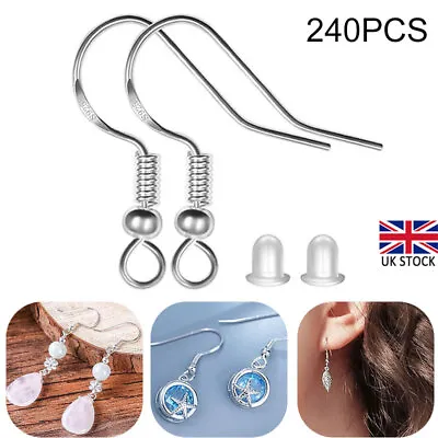 120x Solid 925 Sterling Silver French Earring Wires Hooks Jewellery Findings UK • £7.99