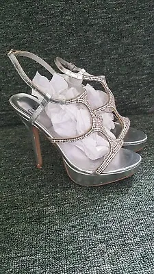 Faith Silver Sandals 4 Wedding Prom Party • £7.99