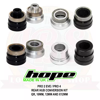 Hope Pro 2 EVO / Pro 4 Rear Hub Axle Conversion Kit Adapter QR 10mm 12mm X12mm • $28.99