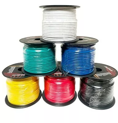 14GA GAUGE 100 FT SPOOLS REMOTE POWER GROUND WIRE PRIMARY 6 Pack Color Cable • $40.99