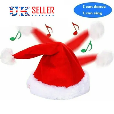 Christmas Xmas Novelty Santa Hat Cap For Musical Singing Moving Dancing Toy New • £9.49