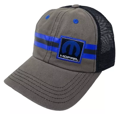 Mopar Men's Officially Licensed Patch Stripe Trucker Hat Cap - Charcoal/Blue • $19.99