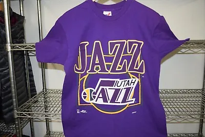 Utah Jazz Vtg Single Stitch Purple T Shirt Men's Large M/L Usa Made • $9